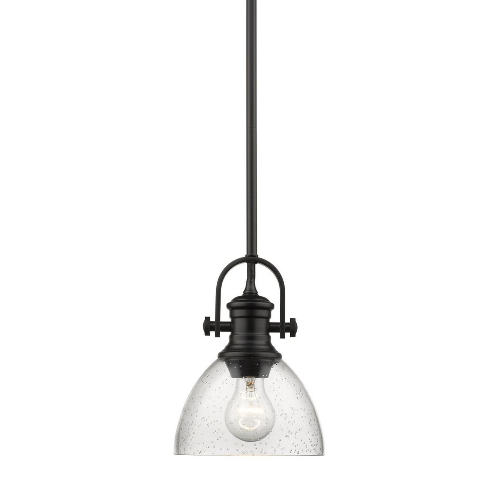 Golden Lighting-3118-M1L BLK-SD-Hines - 1 Light Pendant-9.13 Inches Tall and 6.88 Inches Wide Black Seeded Black Finish